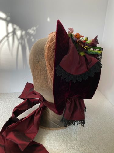 1860s-cloth-covered-bonnet-wine-with-black lace3